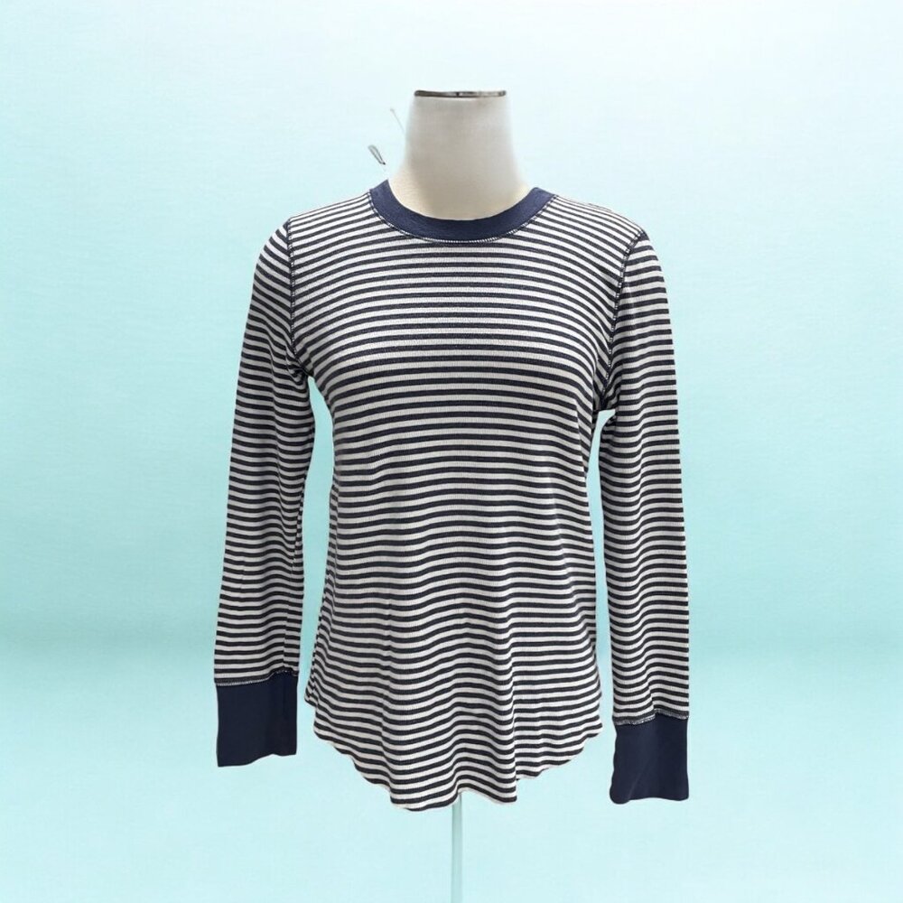 Aerie Women's Striped Long-Sleeve T-Shirt Medium Nautical Casual Comfy Summer - Picture 1 of 11